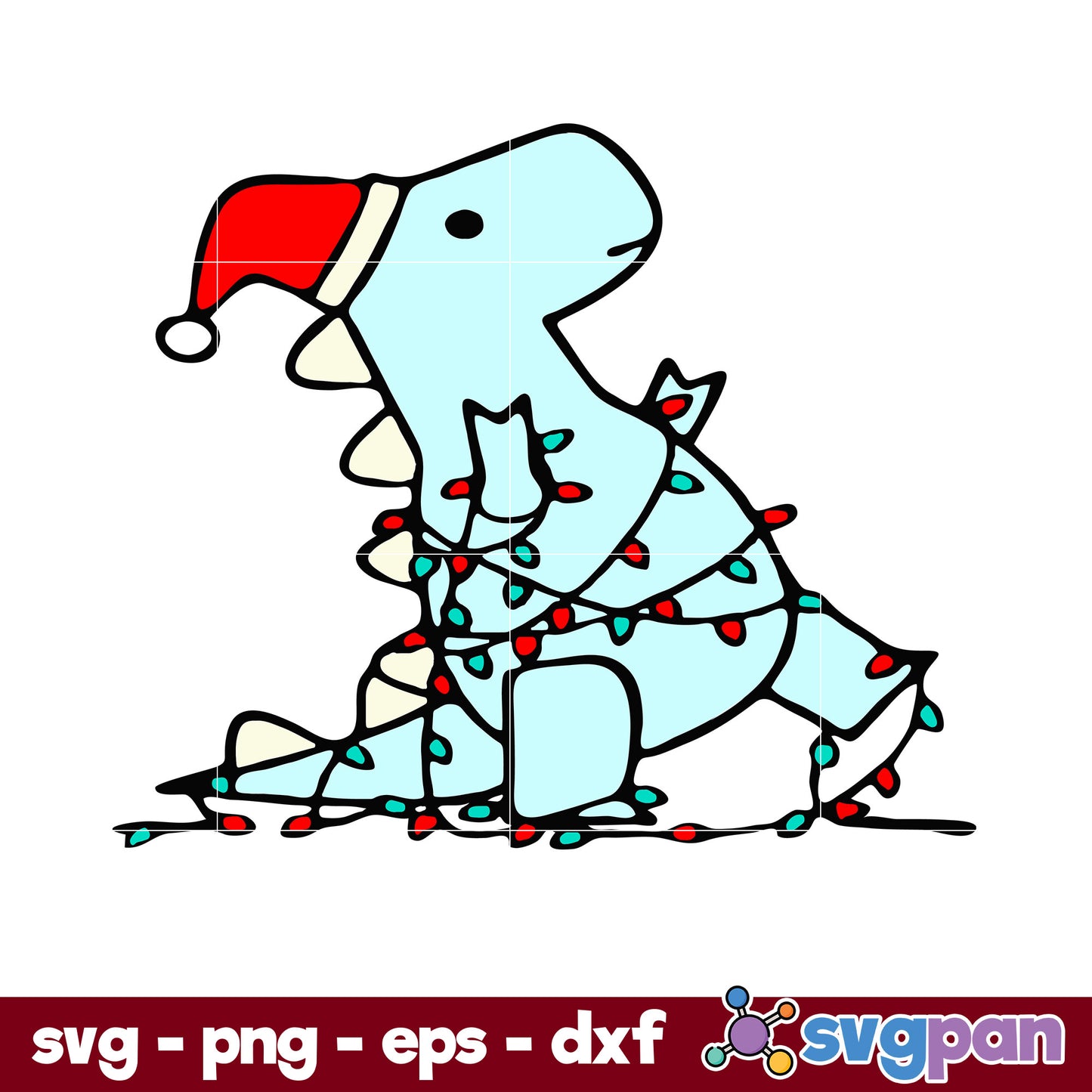 Dinosaur Christmas Light SVG, Christmas SVG, PNG DXF EPS Digital File.