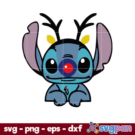 Disney Stitch with Reindeer Christmas SVG, Christmas SVG, PNG DXF EPS Digital File.