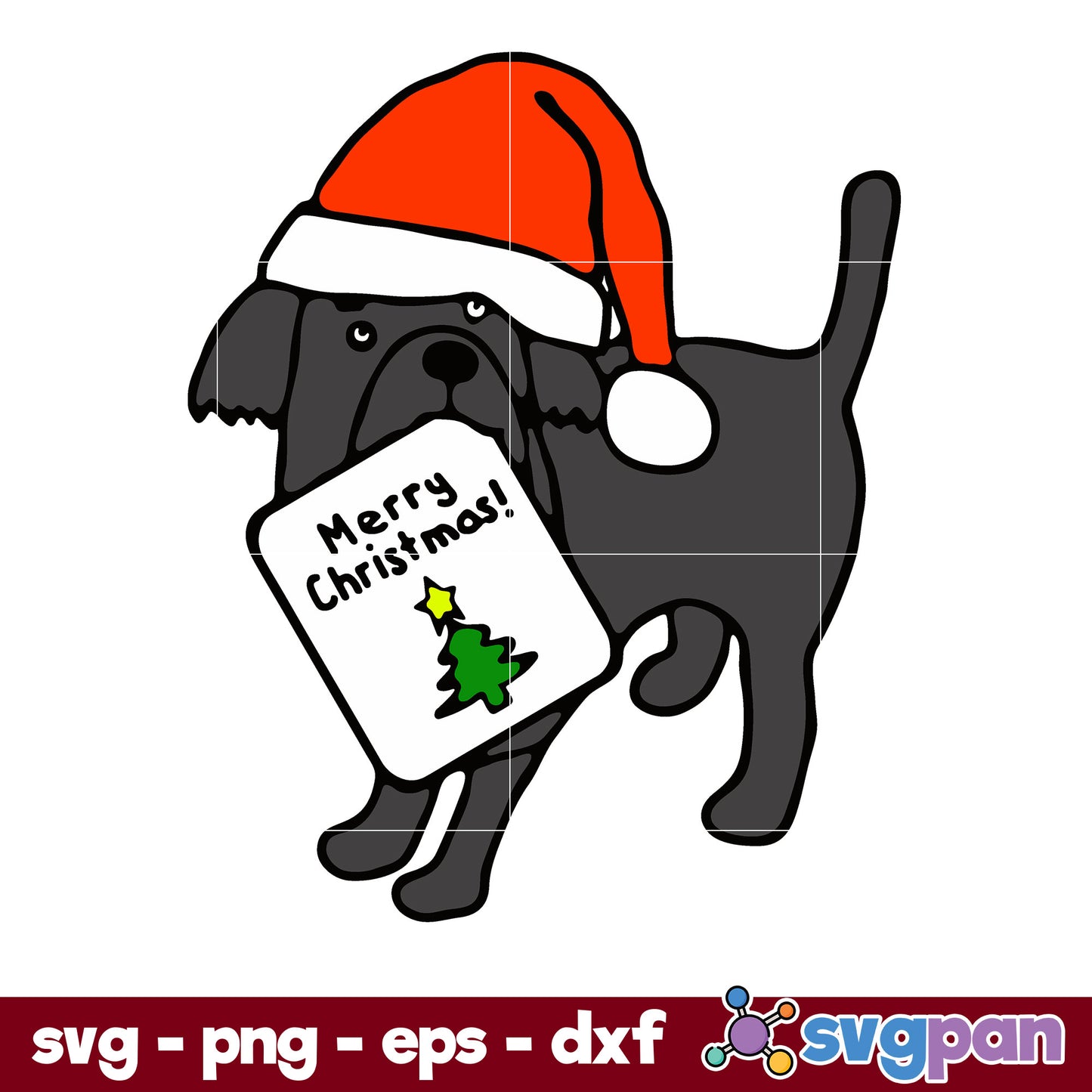 Dog Merry Christmas SVG, Christmas SVG, PNG DXF EPS Digital File.