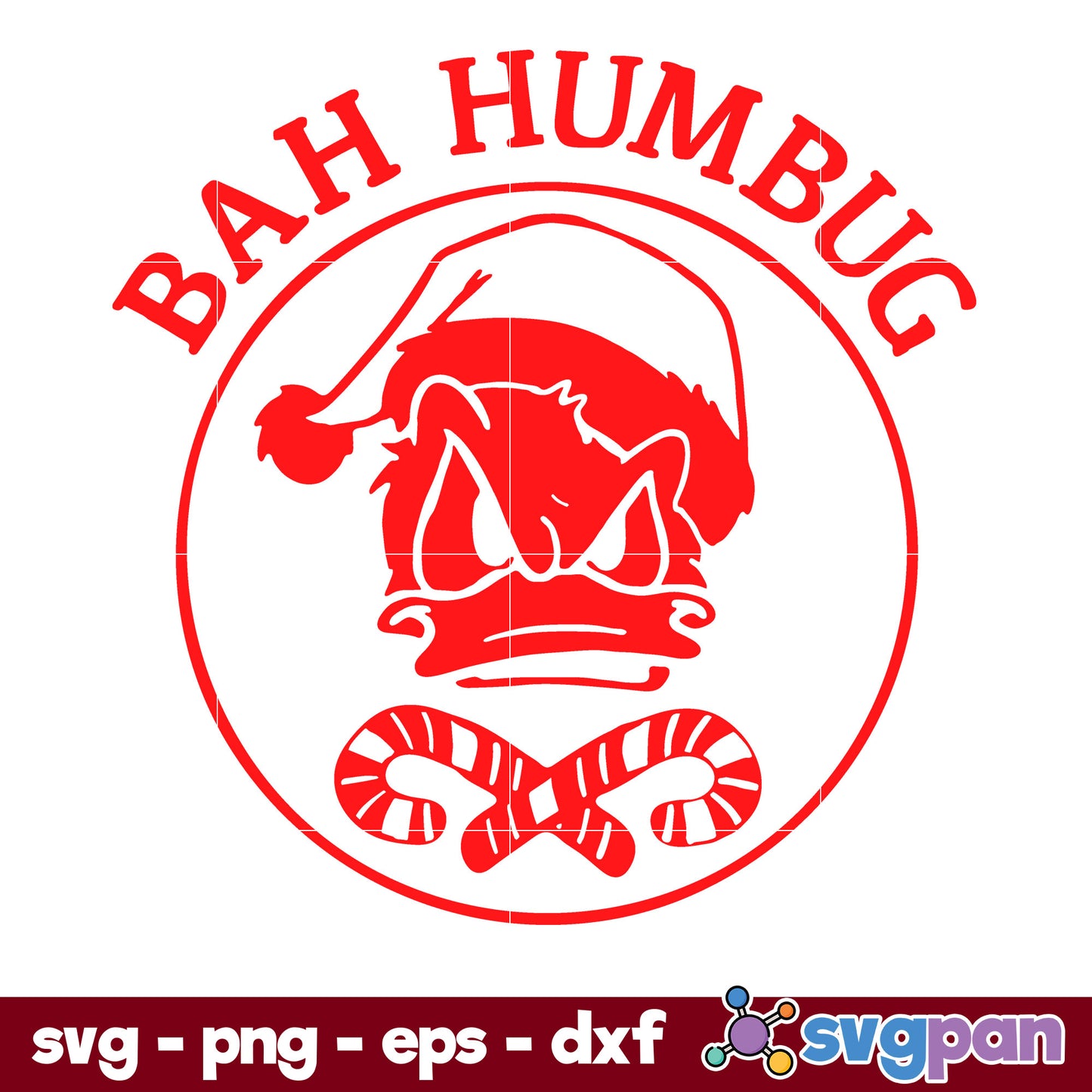 Donald Duck Bah Humbug Christmas SVG, Christmas SVG, PNG DXF EPS Digital File.