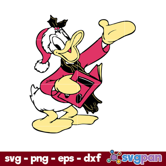 Donald Duck Christmas Caroling Portrait SVG, Christmas SVG, PNG DXF EPS Digital File.