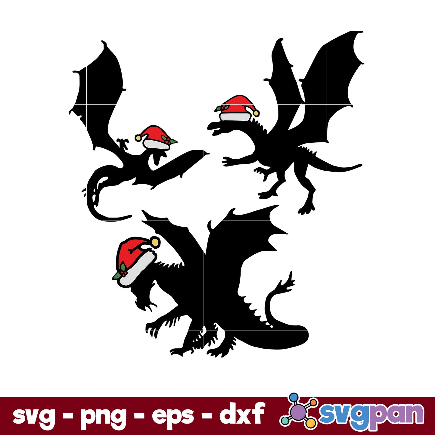 Dragon Christmas SVG, Christmas SVG, PNG DXF EPS Digital File.