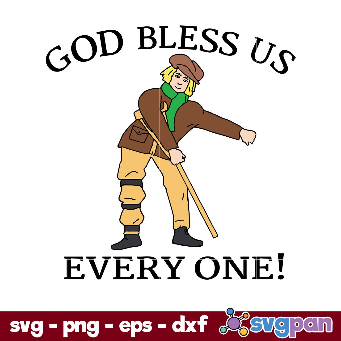 Floss Dance Christmas Carol Tiny Tim God Bless Us Everyone SVG, Christmas SVG, PNG DXF EPS Digital File.