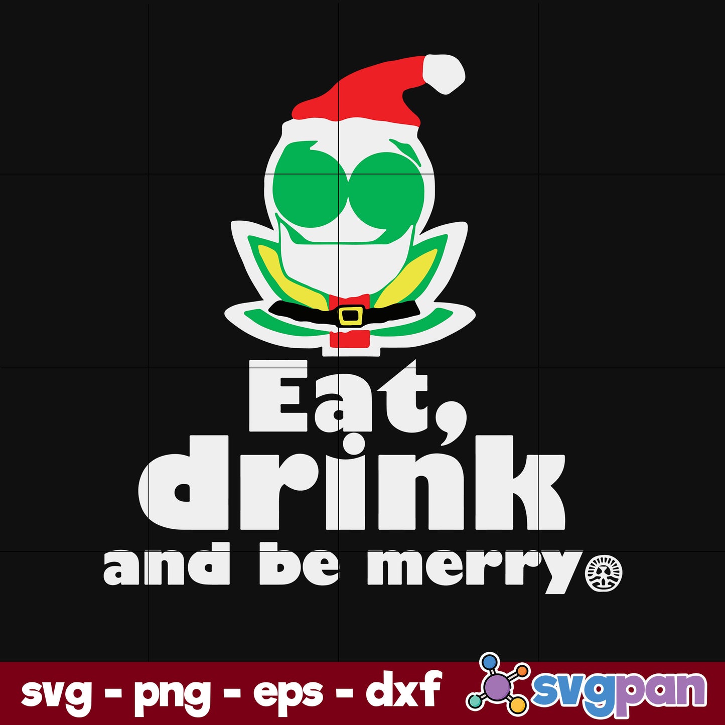 Flower Alien Santa Eat Drink And Be Merry Premium SVG, Christmas SVG, PNG DXF EPS Digital File.