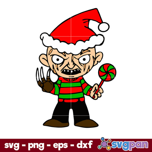 Freddy Krueger Horror Movie Chibi Christmas SVG, Christmas SVG, PNG DXF EPS Digital File.