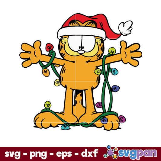 Garfield Christmas Lights SVG, Christmas SVG, PNG DXF EPS Digital File.