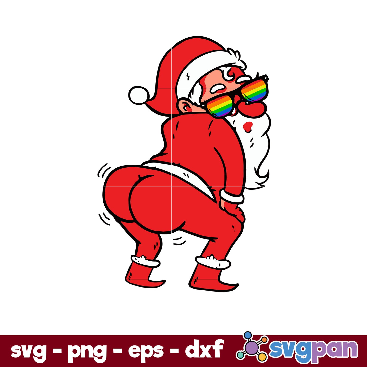 Gay Santa Claus LGBTQ Pride Rainbow Flag SVG, Christmas SVG, PNG DXF EPS Digital File.