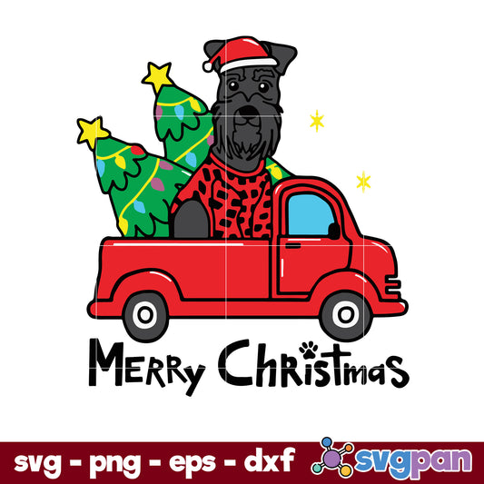 Giant Schnauzer Christmas Truck Tree SVG, Christmas SVG, PNG DXF EPS Digital File.