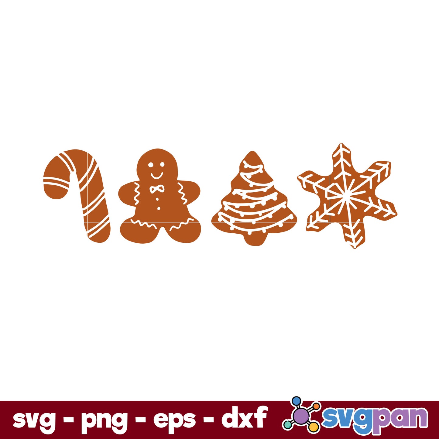 Gingerbread Christmas Ribbon SVG, Christmas SVG, PNG DXF EPS Digital File.