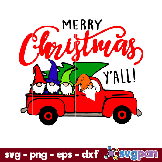 Gnome Christmas Truck SVG, Christmas SVG, PNG DXF EPS Digital File.