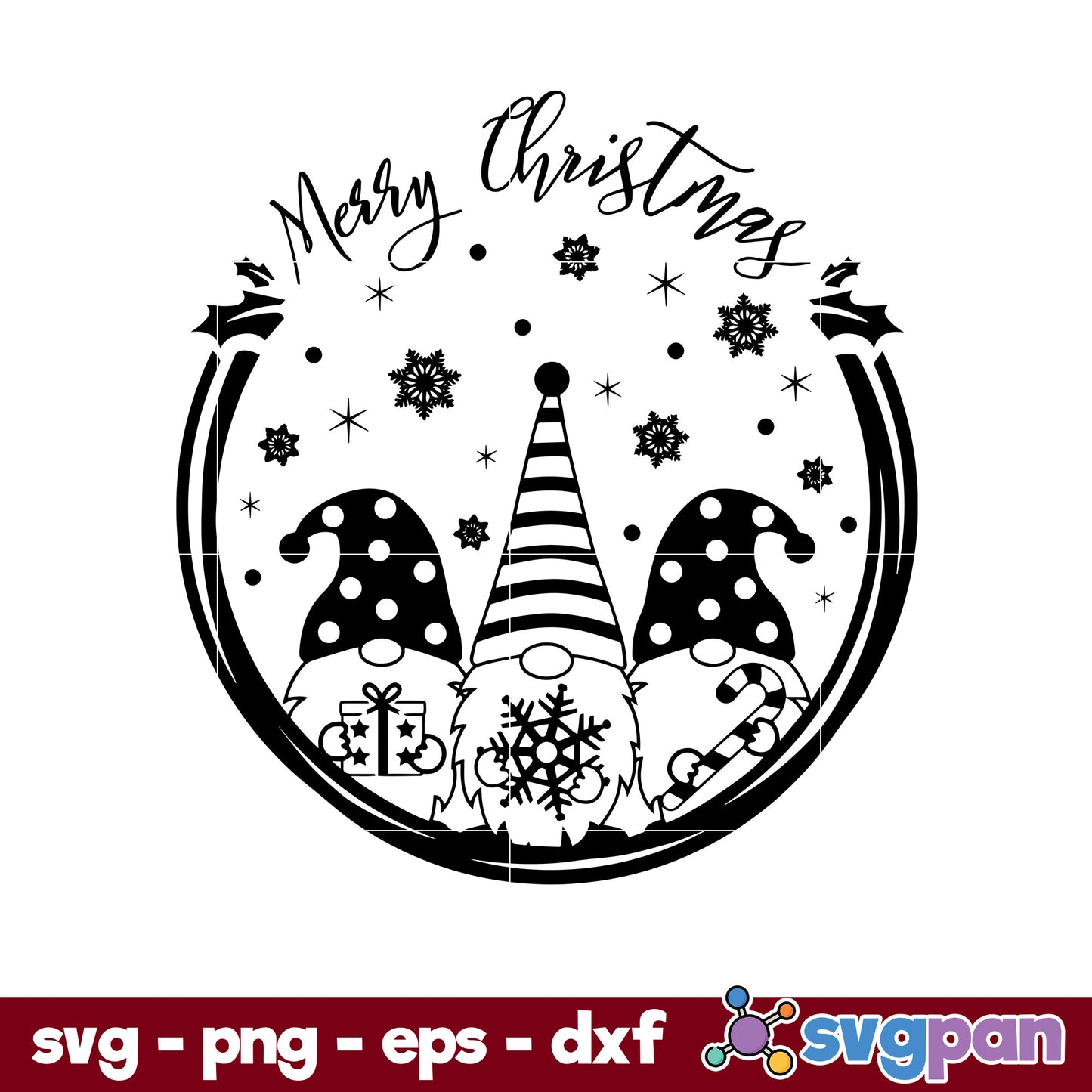 Gnomes Merry Christmas SVG, Christmas SVG, PNG DXF EPS Digital File.