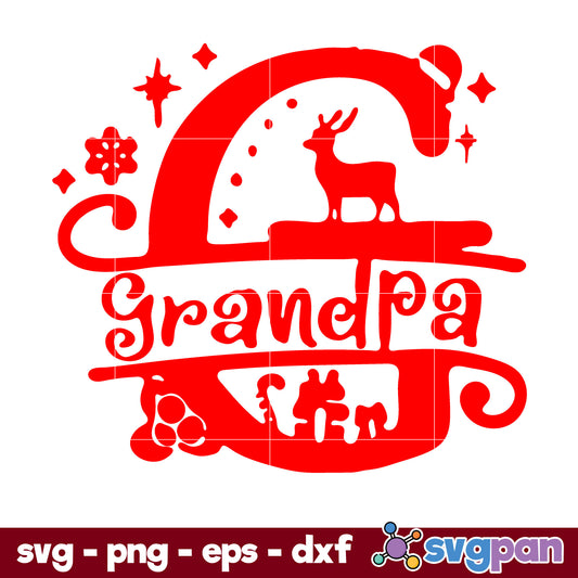 Grandpa Christmas Alphabet SVG, Christmas SVG, PNG DXF EPS Digital File.