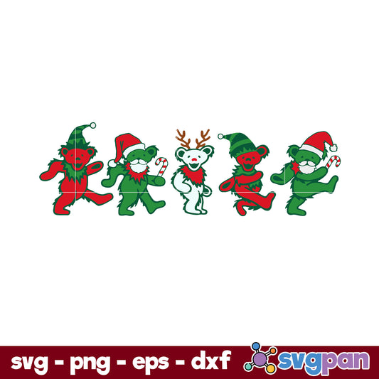 Grateful Dead Dancing Bears Santa Christmas SVG, Christmas SVG, PNG DXF EPS Digital File.