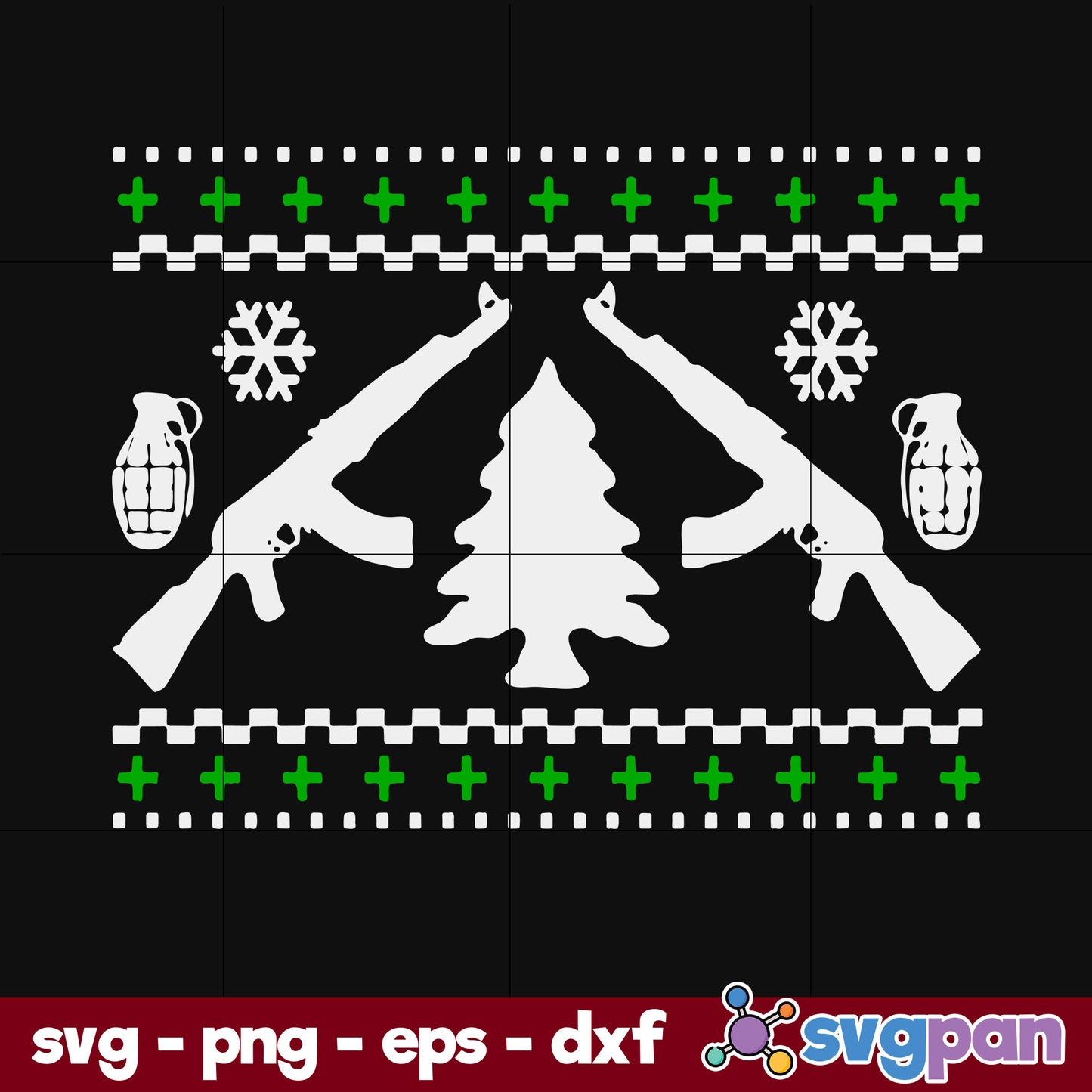 Gun Ugly Christmas Sweater Ak47 SVG, Christmas SVG, PNG DXF EPS Digital File.