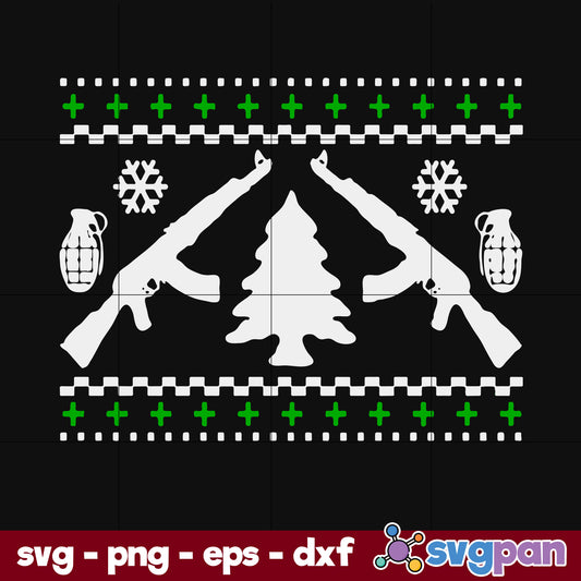 Gun Ugly Christmas Sweater Ak47 SVG, Christmas SVG, PNG DXF EPS Digital File.