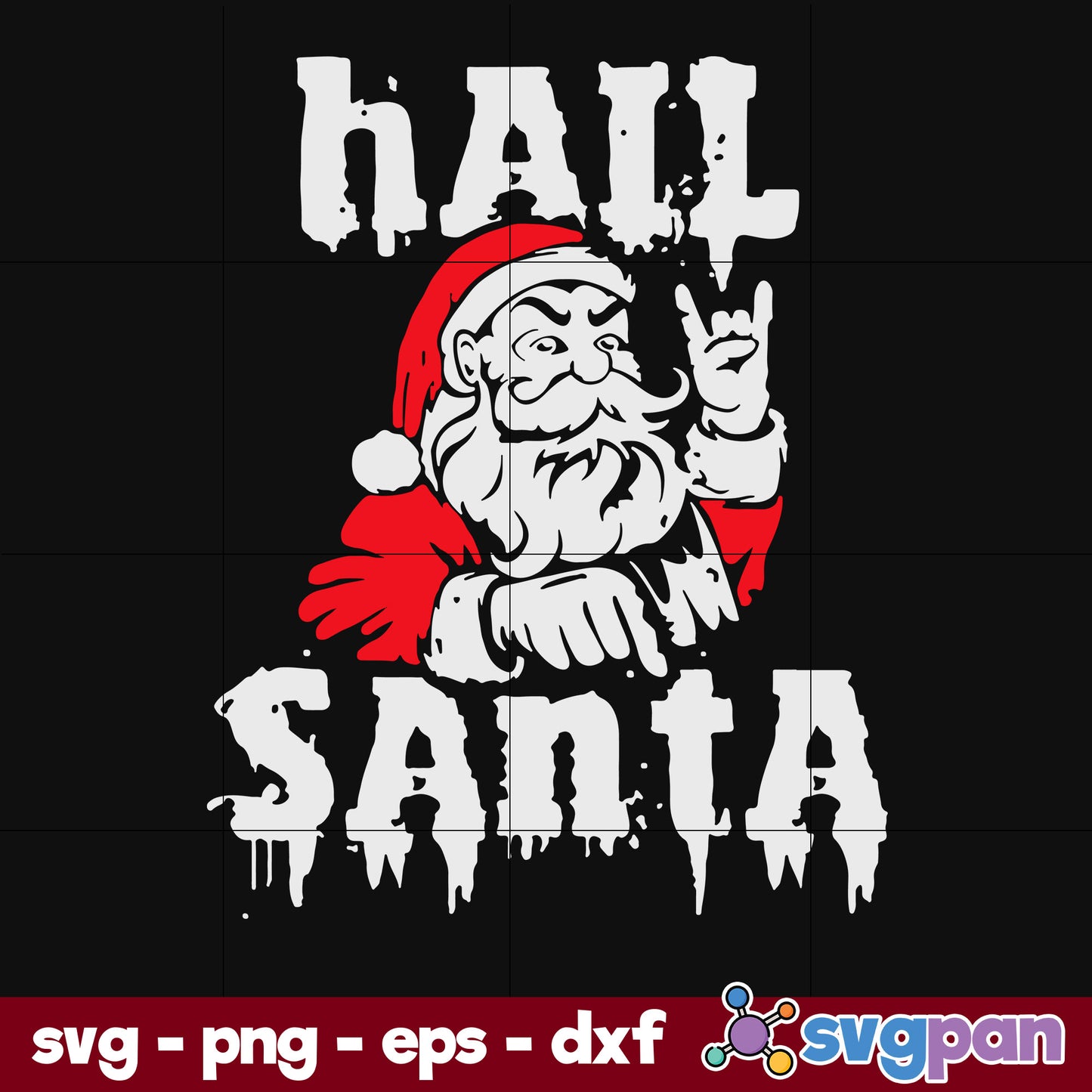 Hail Santa Heavy Metal Candy Canes Ugly SVG, Christmas SVG, PNG DXF EPS Digital File.