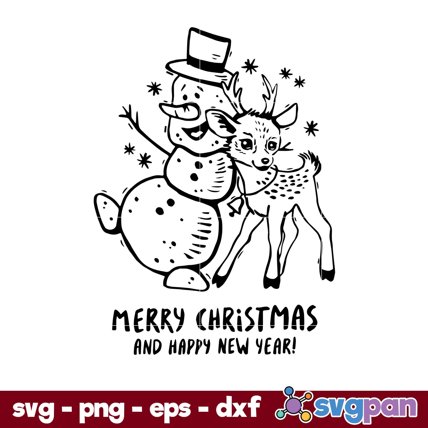 Happy Snowman Merry Christmas SVG, Christmas SVG, PNG DXF EPS Digital File.