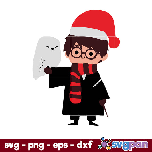 Harry Potter Christmas Owl SVG, Christmas SVG, PNG DXF EPS Digital File.