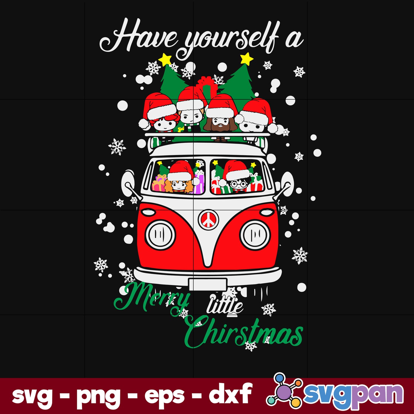 Harry Potter Christmas Van Car SVG, Christmas SVG, PNG DXF EPS Digital File.