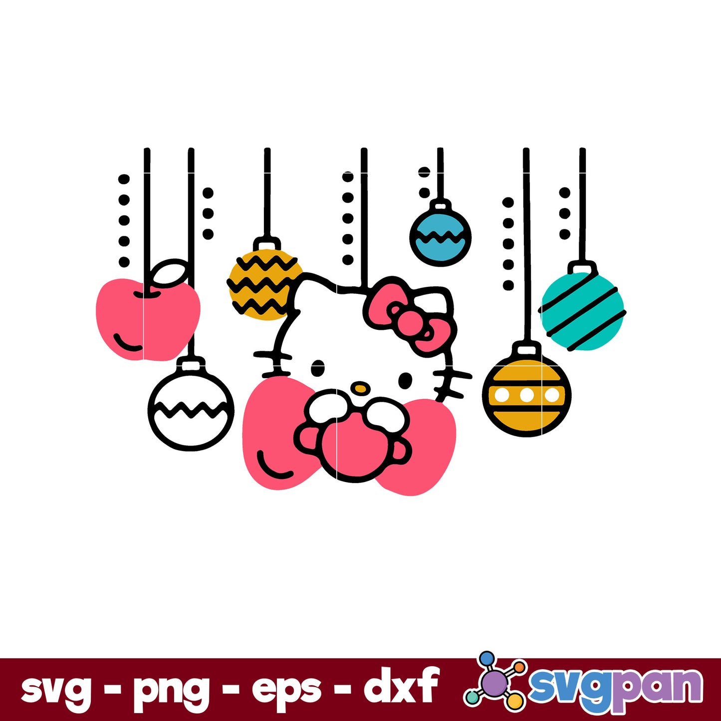 Hello Kitty Christmas SVG, Christmas SVG, PNG DXF EPS Digital File.