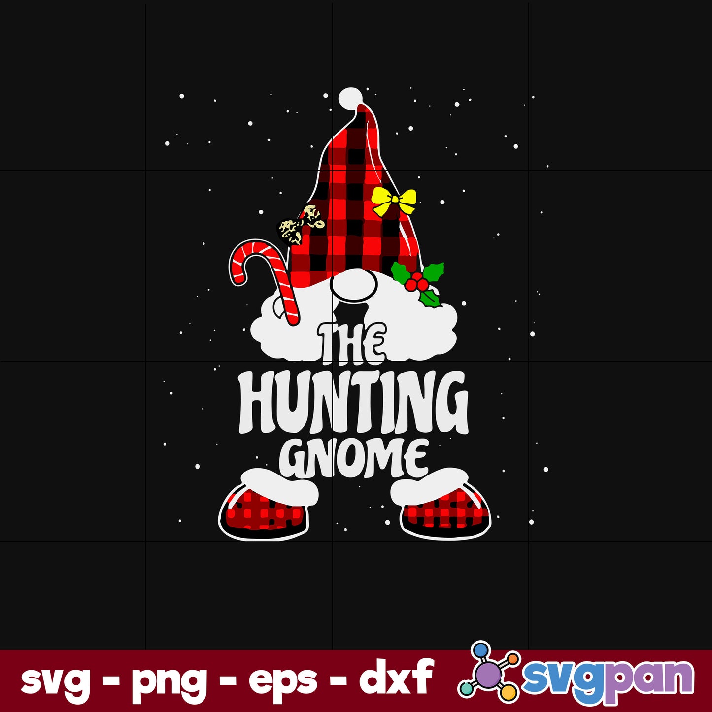 Hunting Gnome Buffalo Plaid Matching Family Christmas SVG, Christmas SVG, PNG DXF EPS Digital File.