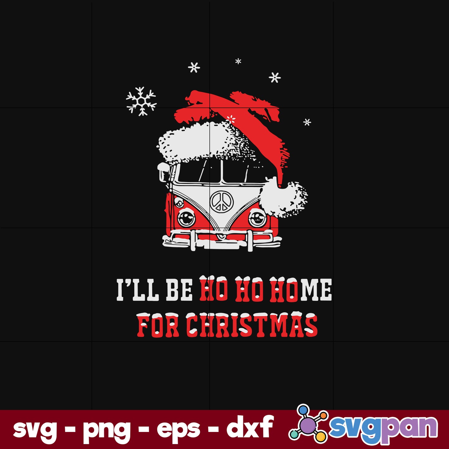 I'll Be Ho Ho Home For Christmas Hippe Car SVG, Christmas SVG, PNG DXF EPS Digital File.