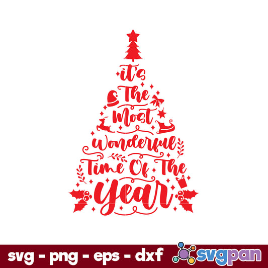 Its The Most Wonderful Time Of The Year Updated SVG, Christmas SVG, PNG DXF EPS Digital File.