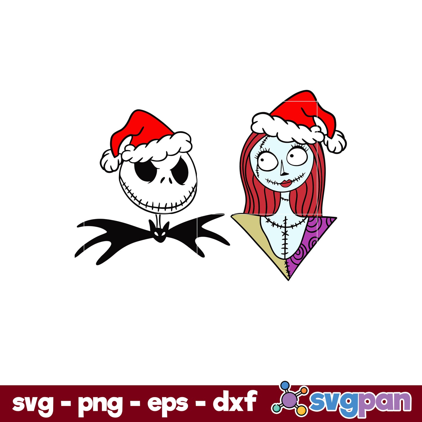 Jack And Sally Christmas SVG, Christmas SVG, PNG DXF EPS Digital File.