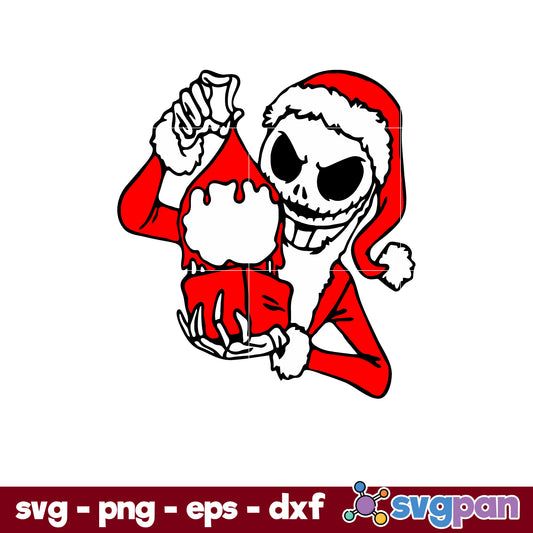 Jack Skellington Santa Hat Christmas SVG, Christmas SVG, PNG DXF EPS Digital File.