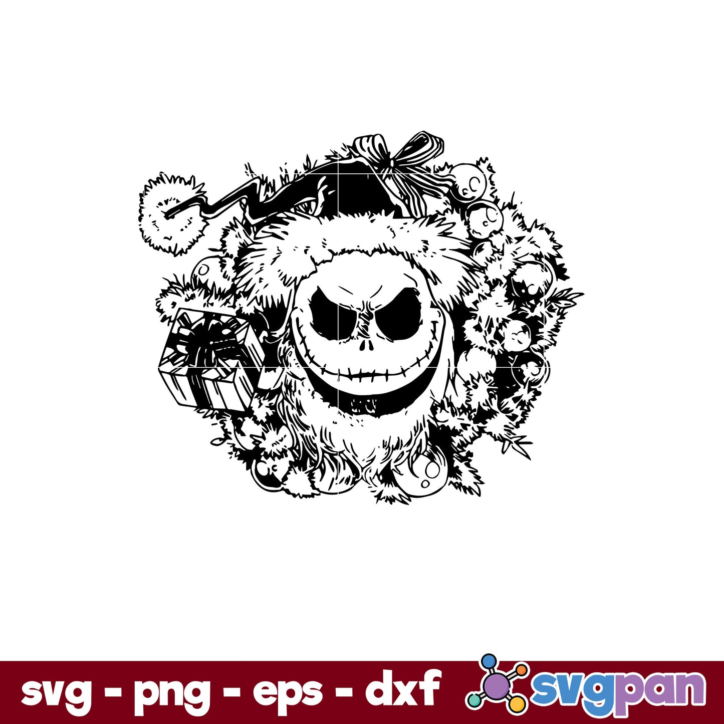 Jack Skellington Christmas Gift SVG, Christmas SVG, PNG DXF EPS Digital File.