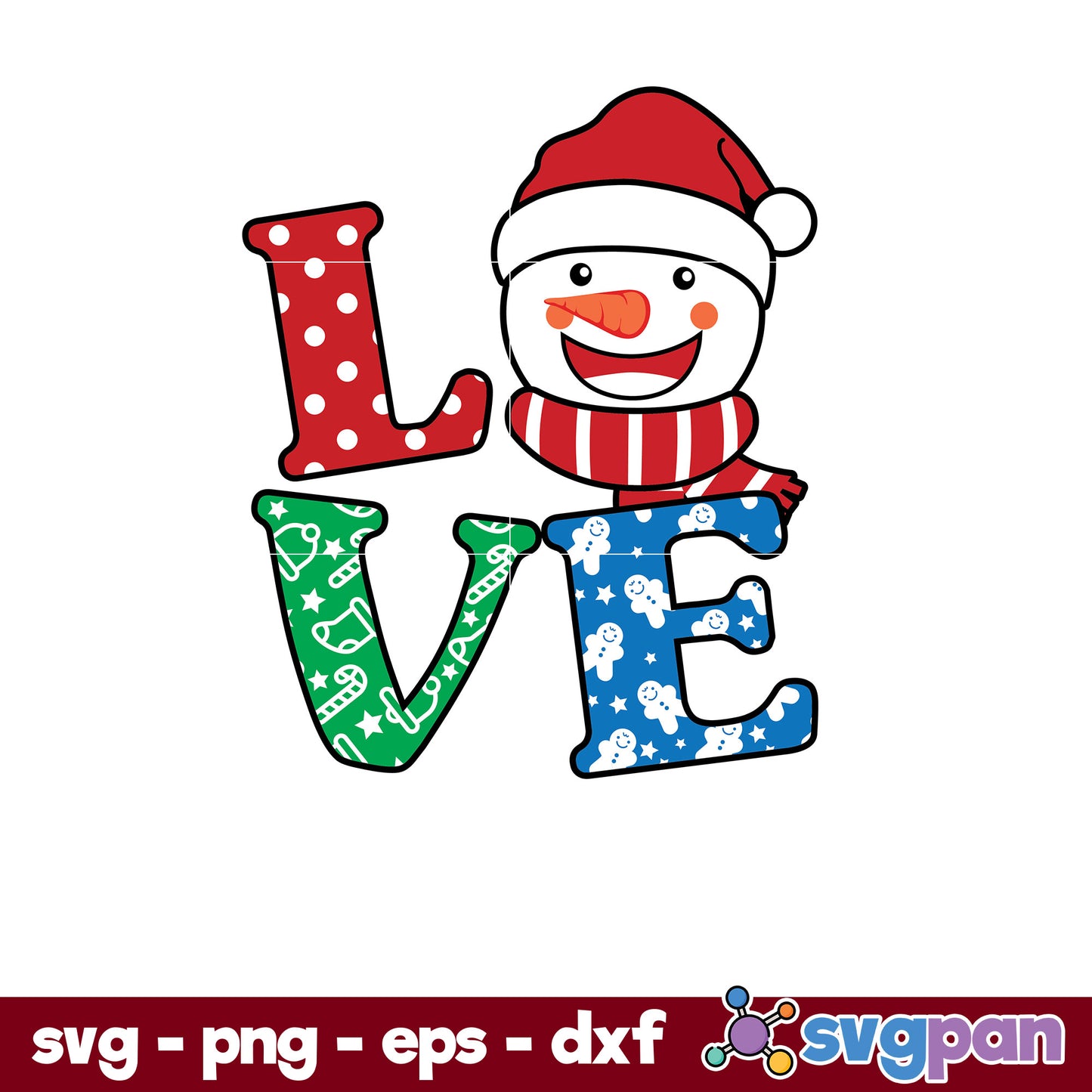 Snow Christmas Love SVG, Christmas SVG, PNG DXF EPS Digital File.