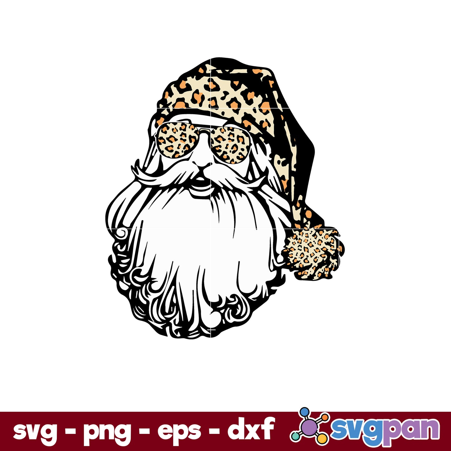 Leopard Santa Claus SVG, Christmas SVG, PNG DXF EPS Digital File.