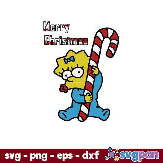 Maggie Simpson Merry Christmas Vintage Movie SVG, Christmas SVG, PNG DXF EPS Digital File.