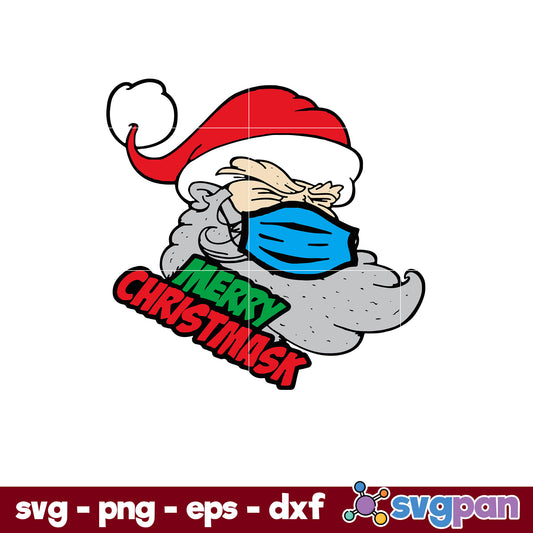 Mask Wearing Quarantine Santa SVG, Christmas SVG, PNG DXF EPS Digital File.