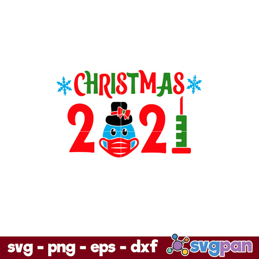 Masked Snowman Christmas 2021 SVG, Christmas SVG, PNG DXF EPS Digital File.