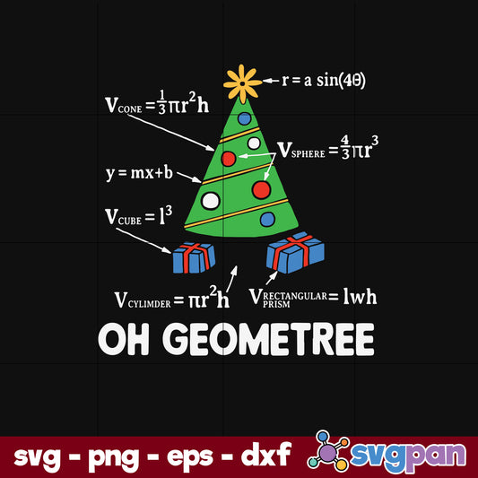 Math Geometry Christmas Tree Teacher SVG, Christmas SVG, PNG DXF EPS Digital File.