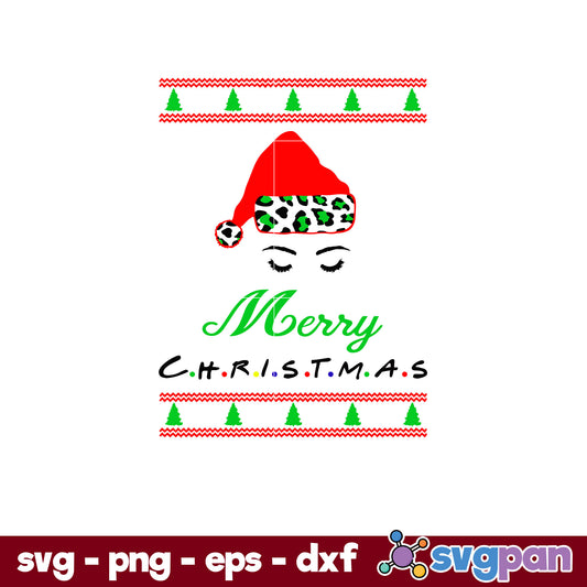 Merry Christmas Leopard Santa HatSVG, Christmas SVG, PNG DXF EPS Digital File.