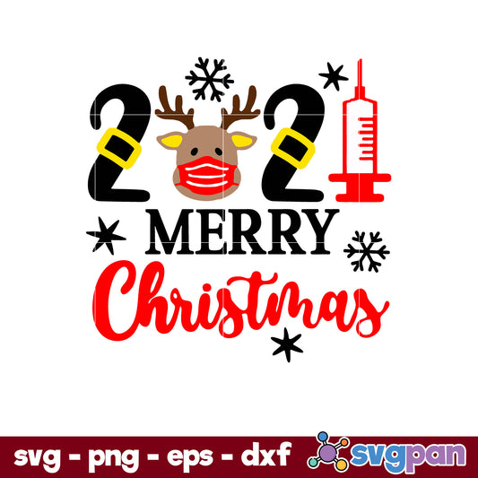 Merry Christmas Ornament 2021 SVG, Christmas SVG, PNG DXF EPS Digital File.