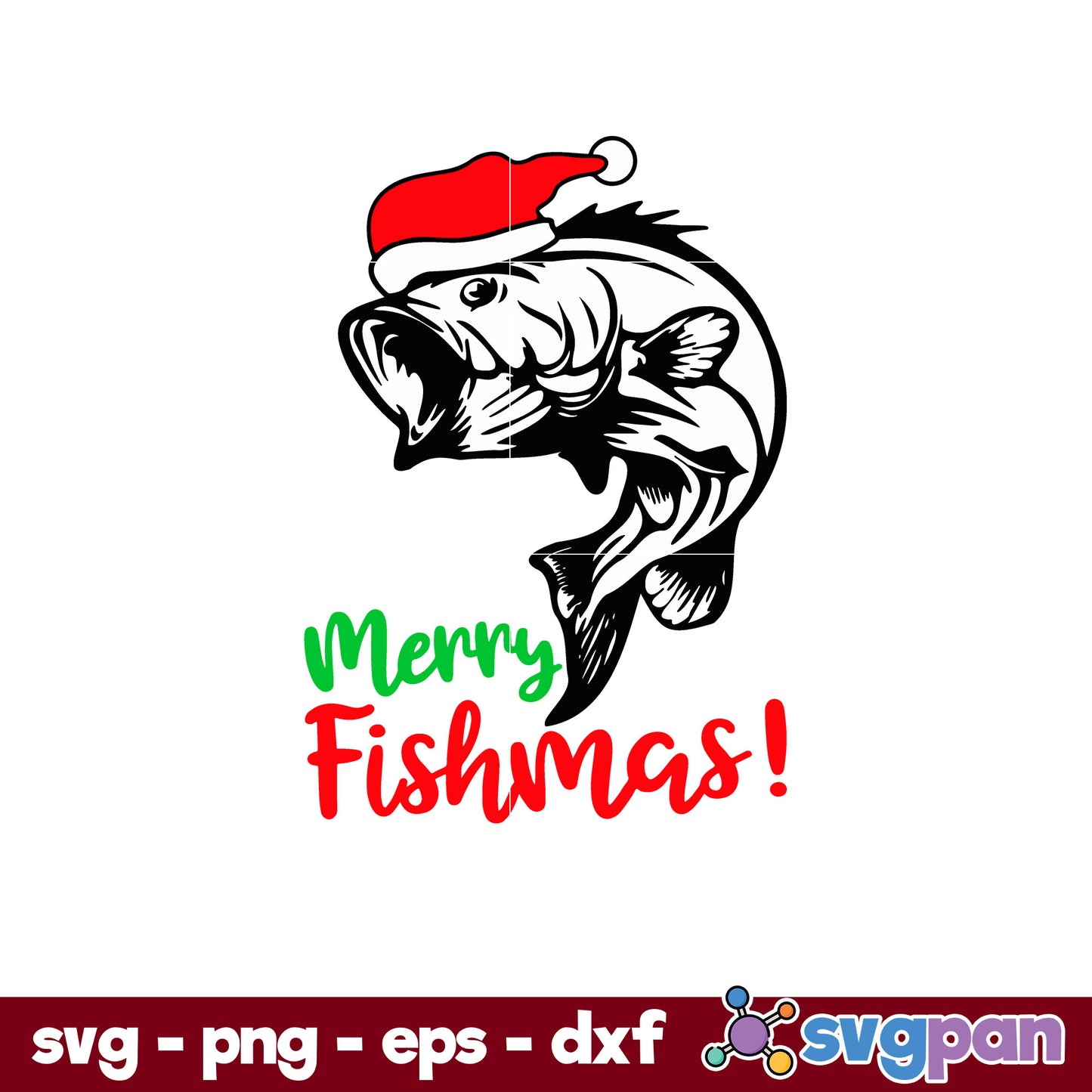 Merry Fishmas Fishing Christmas SVG, Christmas SVG, PNG DXF EPS Digital File.