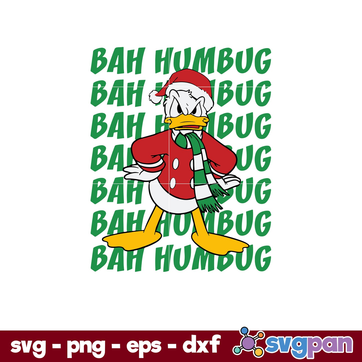 Mickey And Friends Christmas Donald Bah Humbug Stack SVG, Christmas SVG, PNG DXF EPS Digital File.