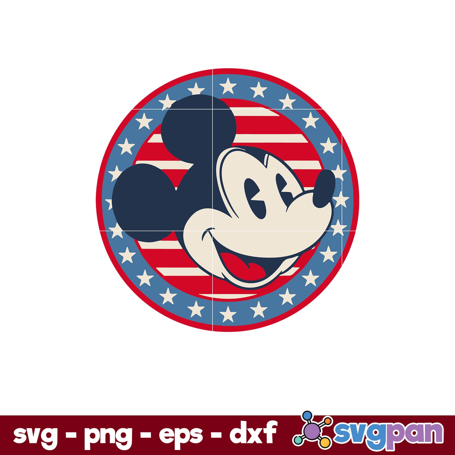 Mickey Mouse Red White And Blue SVG, Christmas SVG, PNG DXF EPS Digital File.