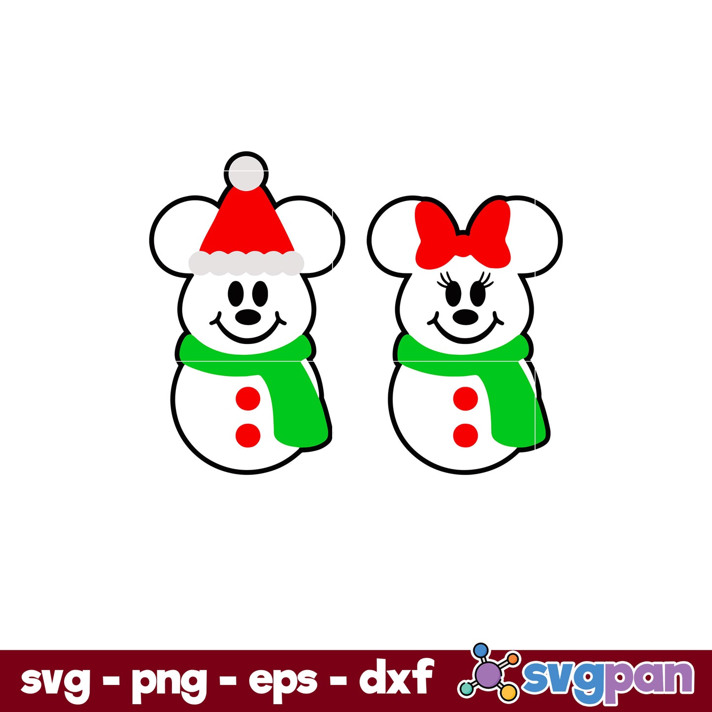 Mickey Mouse Snowman SVG, Christmas SVG, PNG DXF EPS Digital File.