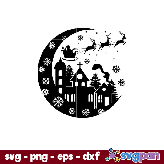 Midnight Santa SVG, Christmas SVG, PNG DXF EPS Digital File.