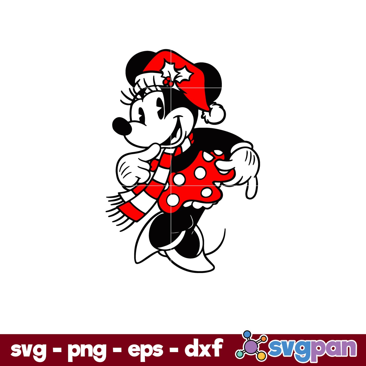 Minnie Mouse Christmas SVG, Christmas SVG, PNG DXF EPS Digital File.