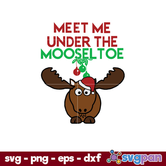 Mooseltoe Funny Christmas Moose Mistletoe Holiday SVG, Christmas SVG, PNG DXF EPS Digital File.