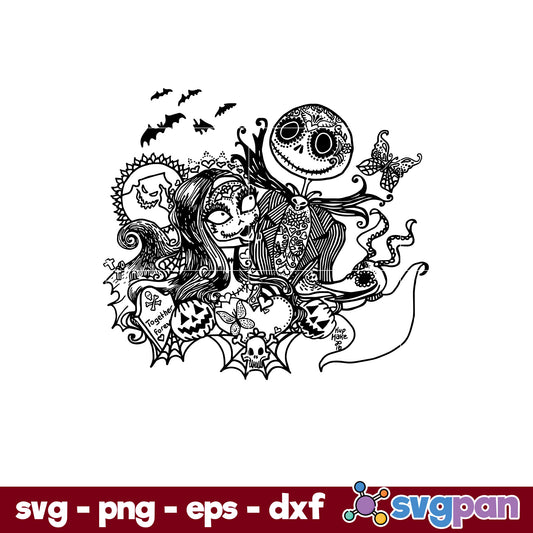 Nightmare Before Christmas Mandala SVG, Christmas SVG, PNG DXF EPS Digital File.