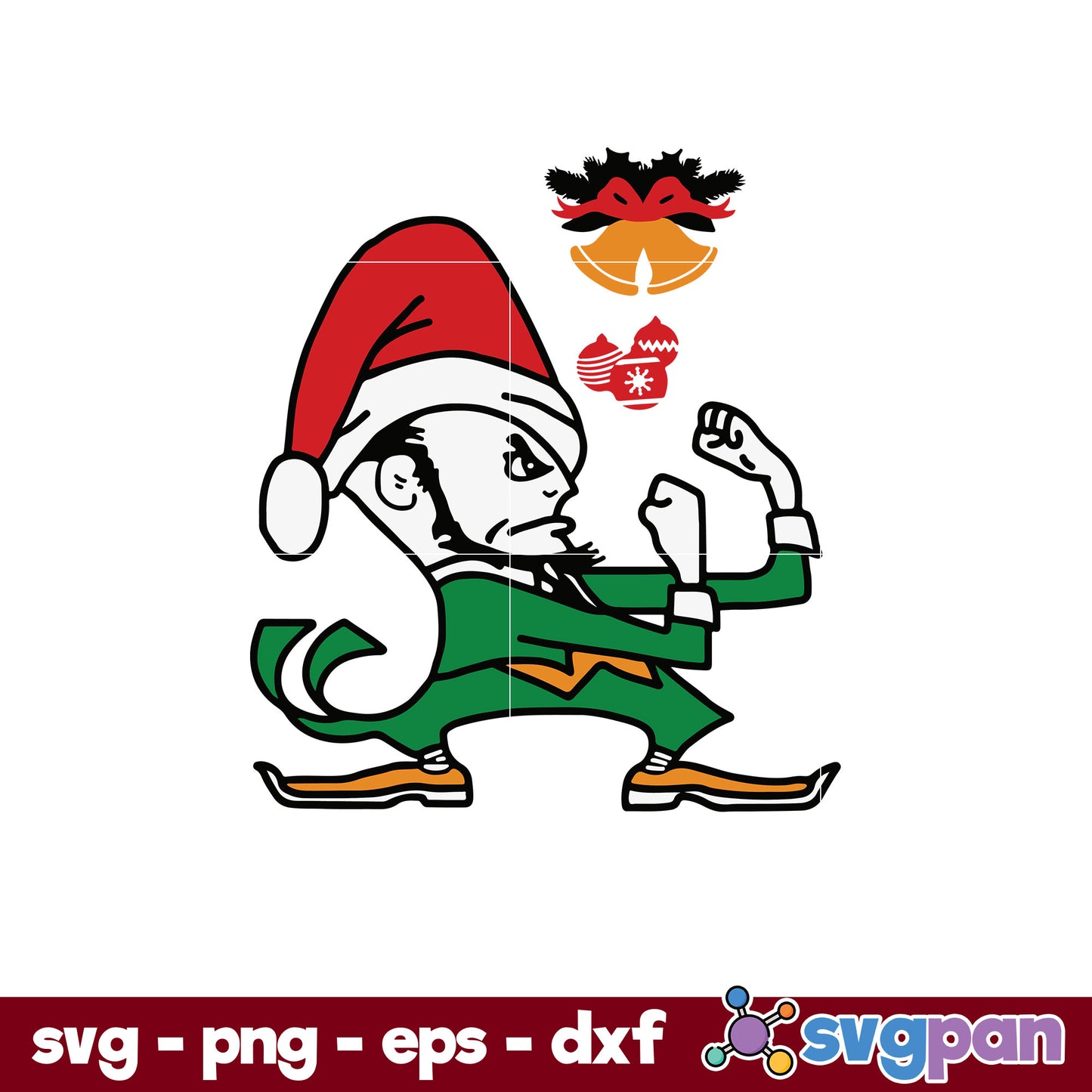 Notre Dames Fighting Irish Santa Merry Christmas 2021 SVG, Christmas SVG, PNG DXF EPS Digital File.