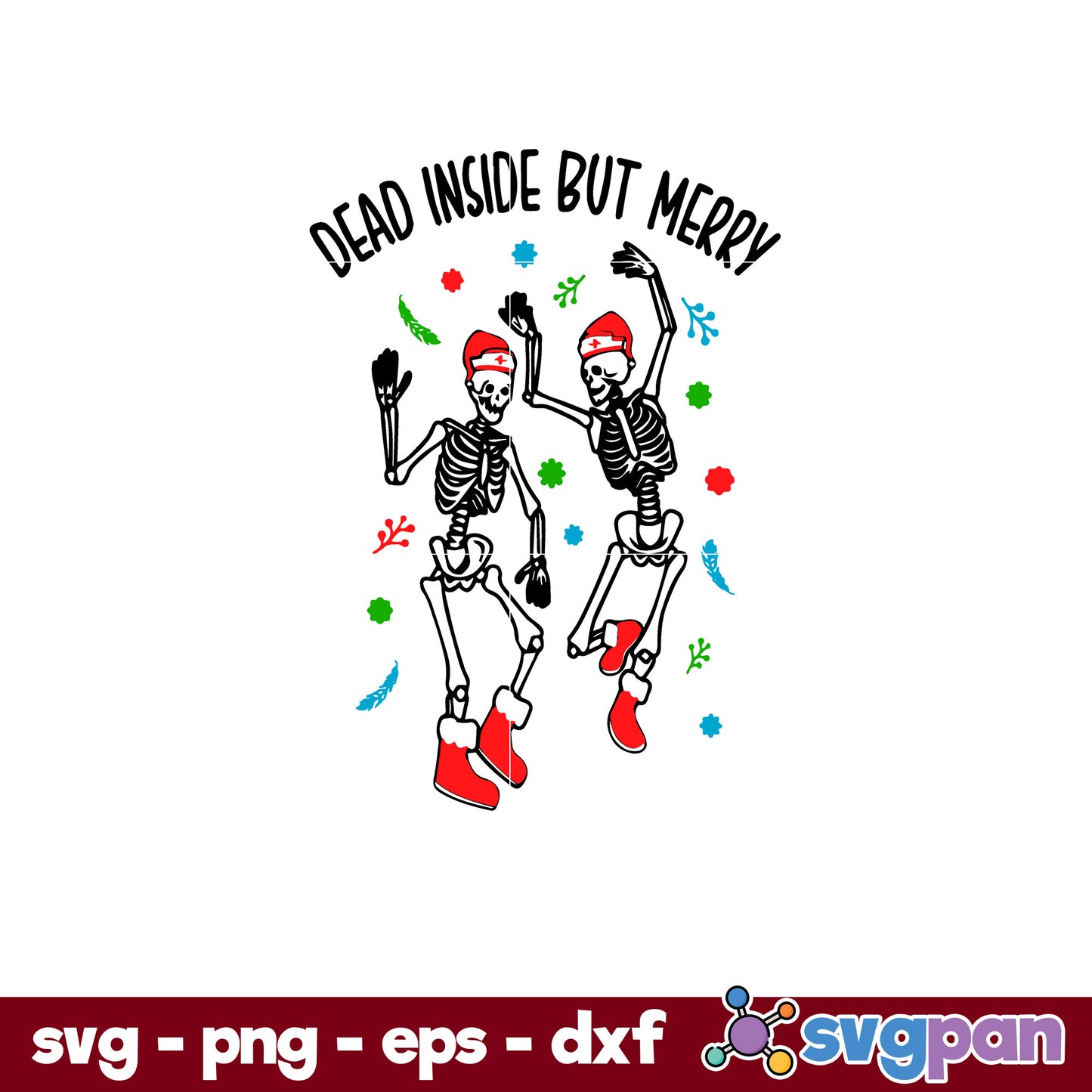 Nurse Skeleton Dancing Christmas SVG, Christmas SVG, PNG DXF EPS Digital File.