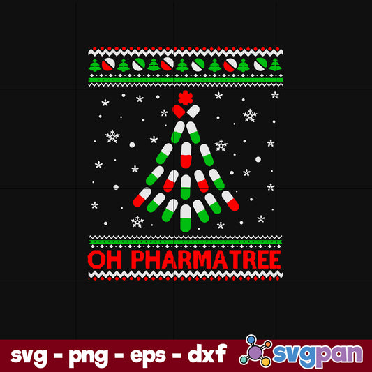 Oh Pharmatree Christmas Pills Tree SVG, Christmas SVG, PNG DXF EPS Digital File.