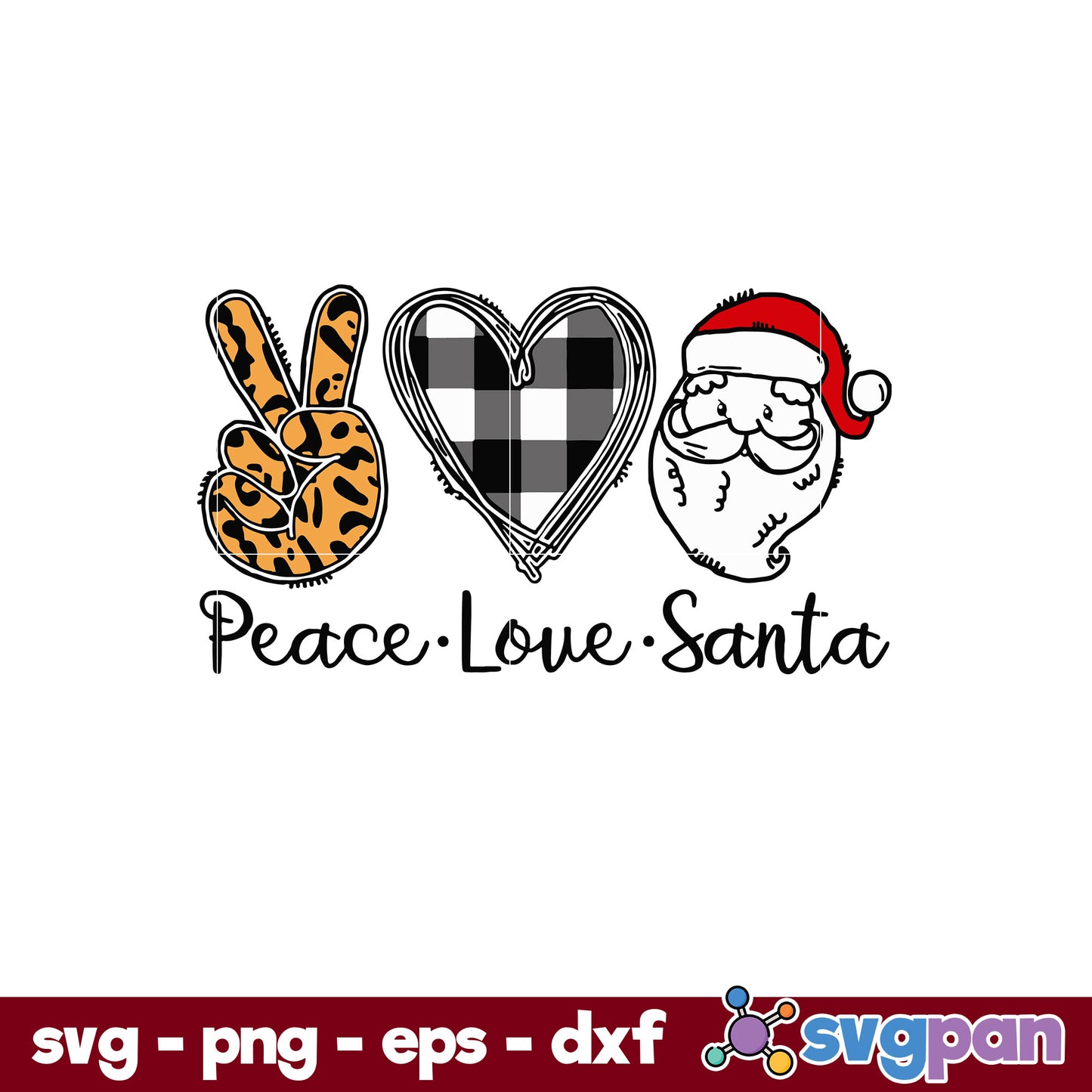 Peace Pove Santa Christmas SVG, Christmas SVG, PNG DXF EPS Digital File.